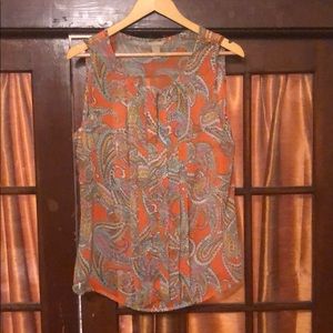 Banana Republic Orange Paisley Sheer Tank- size L